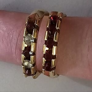 Avon Elegant Gold and Red Gemstone Ring Set